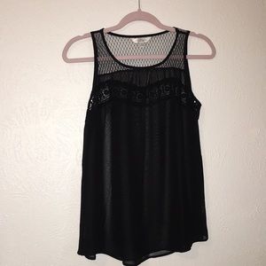 Sheer black short sleeve blouse